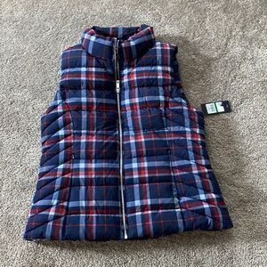 Tommy Hilfiger Navy Blue Plaid Puffer Vest SIZE L